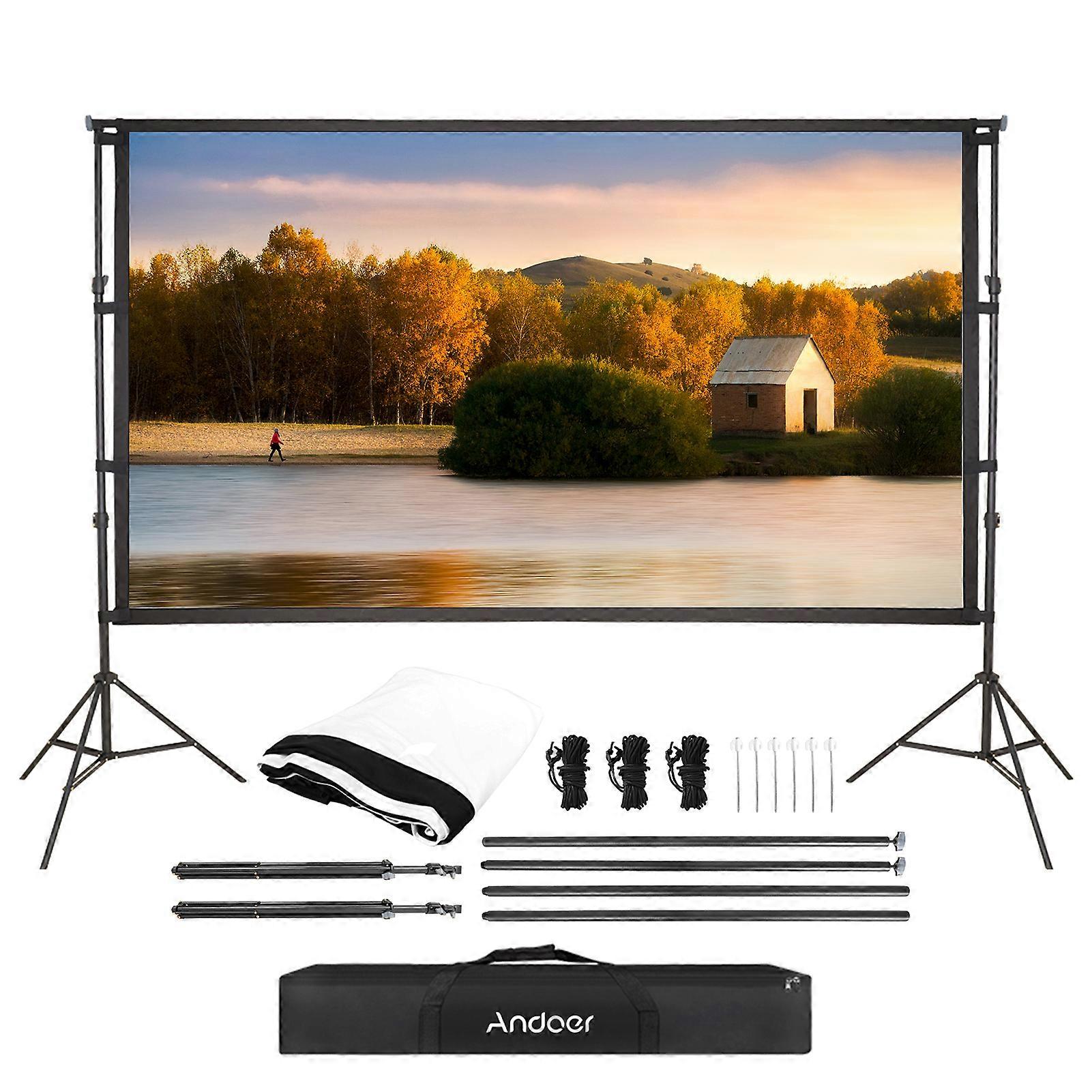 Portable Outdoor Projector Screen - Wrinkle-Free, Easy Setup, with Stable Stand
