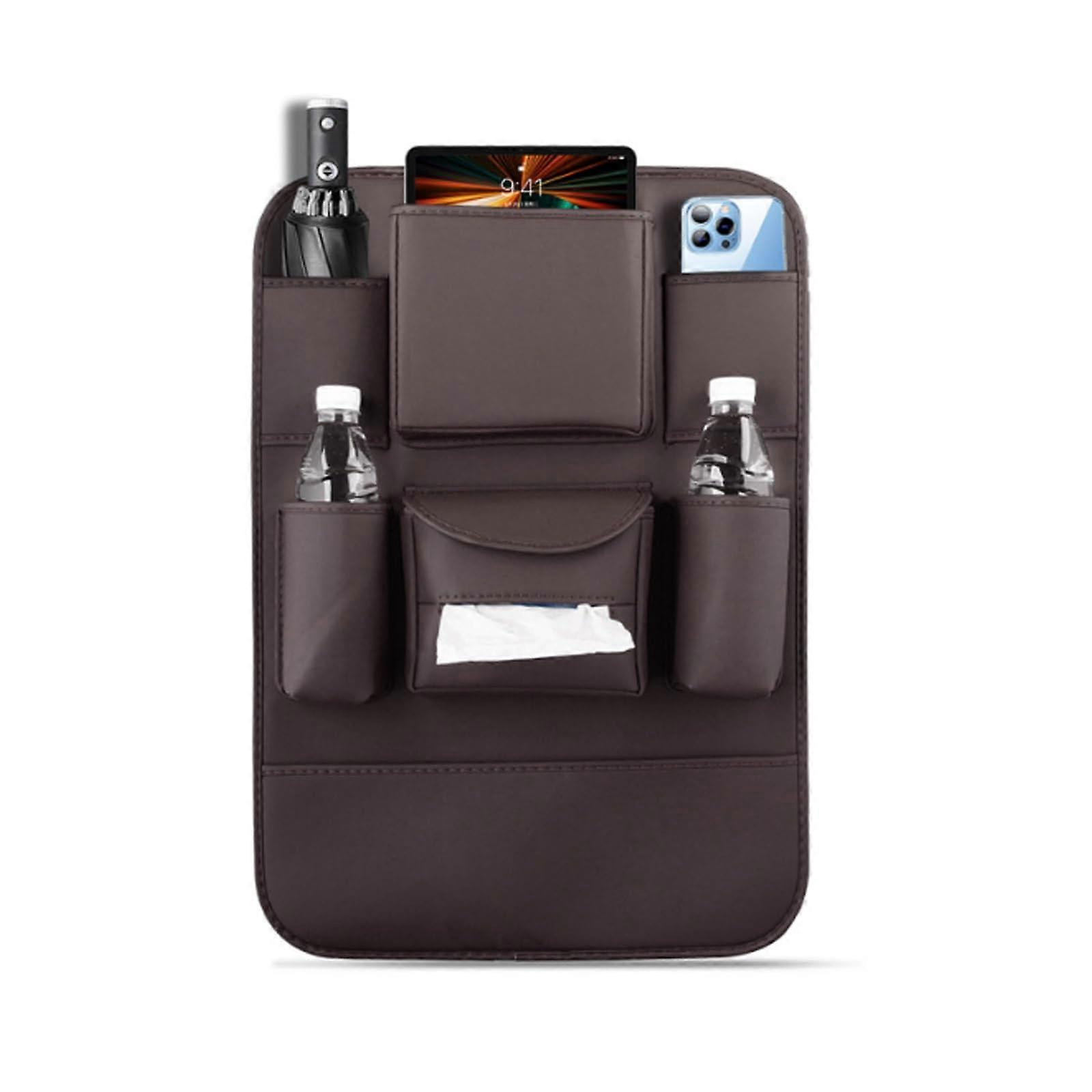 Obbarde Obbarde Car Seat Back Organizer, Upgraded, 7 Pockets, Universal (Brown)