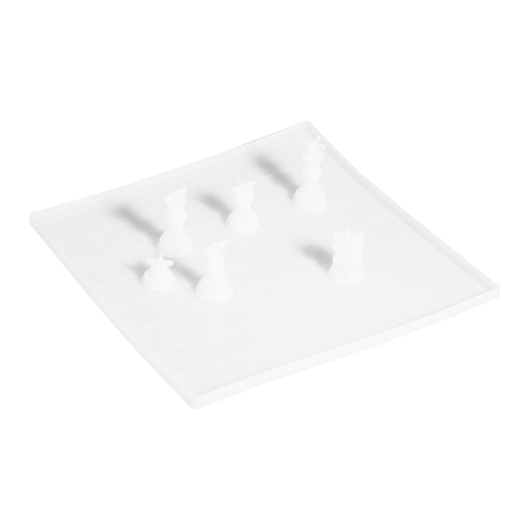 Chess Board Resin Mold Set, 1 Pcs Large Checker Board Epoxy Casting Mold with 6 Pcs 3D Chess Pieces 