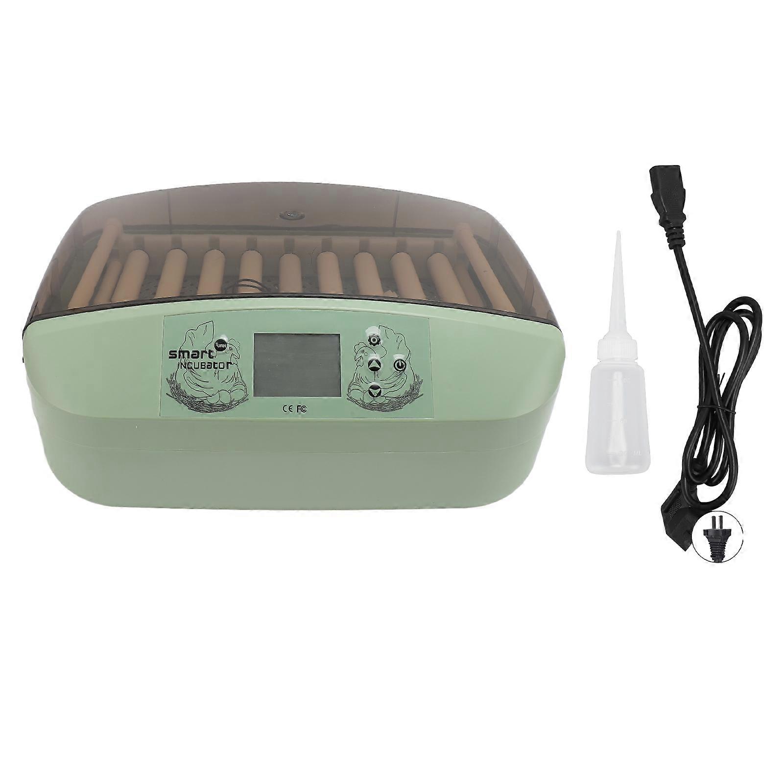 32-Egg Capacity Home Egg Incubator Automatic Hatching Machine Poultry Breeding Equipment LCD Display Green Plastic Material Suitable for Chicken Egg