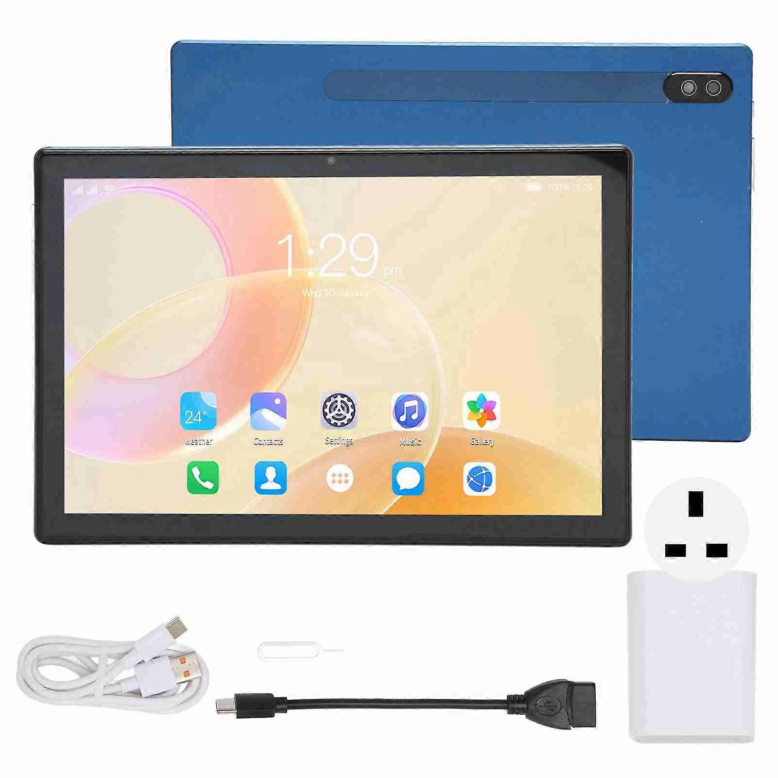 10 Inch 6GB RAM 256GB ROM Octa Core CPU IPS Screen Dual Camera 2 Card Slots 7000mAh 5G WiFi Blue Tablet