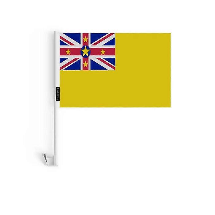 Car Flag Niue – 14 x 21 cm – Polyester Fabric – Window Mount – 20 pieces