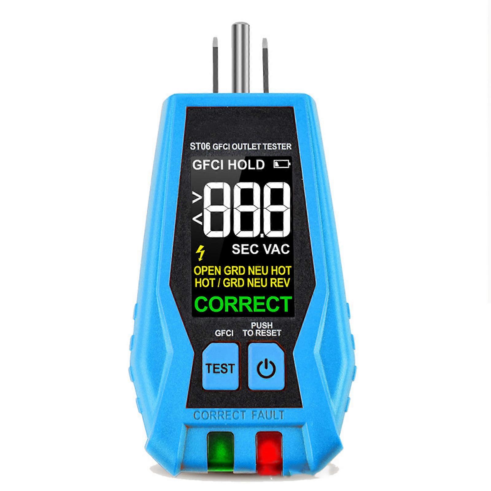 Professional Outlet Tester with LCD Screen Detects Wiring Faults Color LCD Display GFCI Receptacle Tester for 3 Wire Use