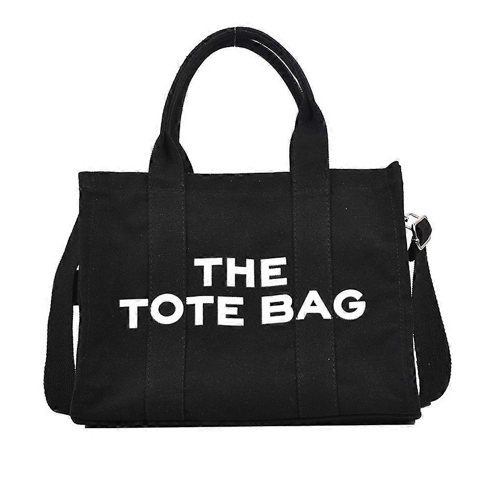 Large Capacity Monogram Canvas Handbag - Black