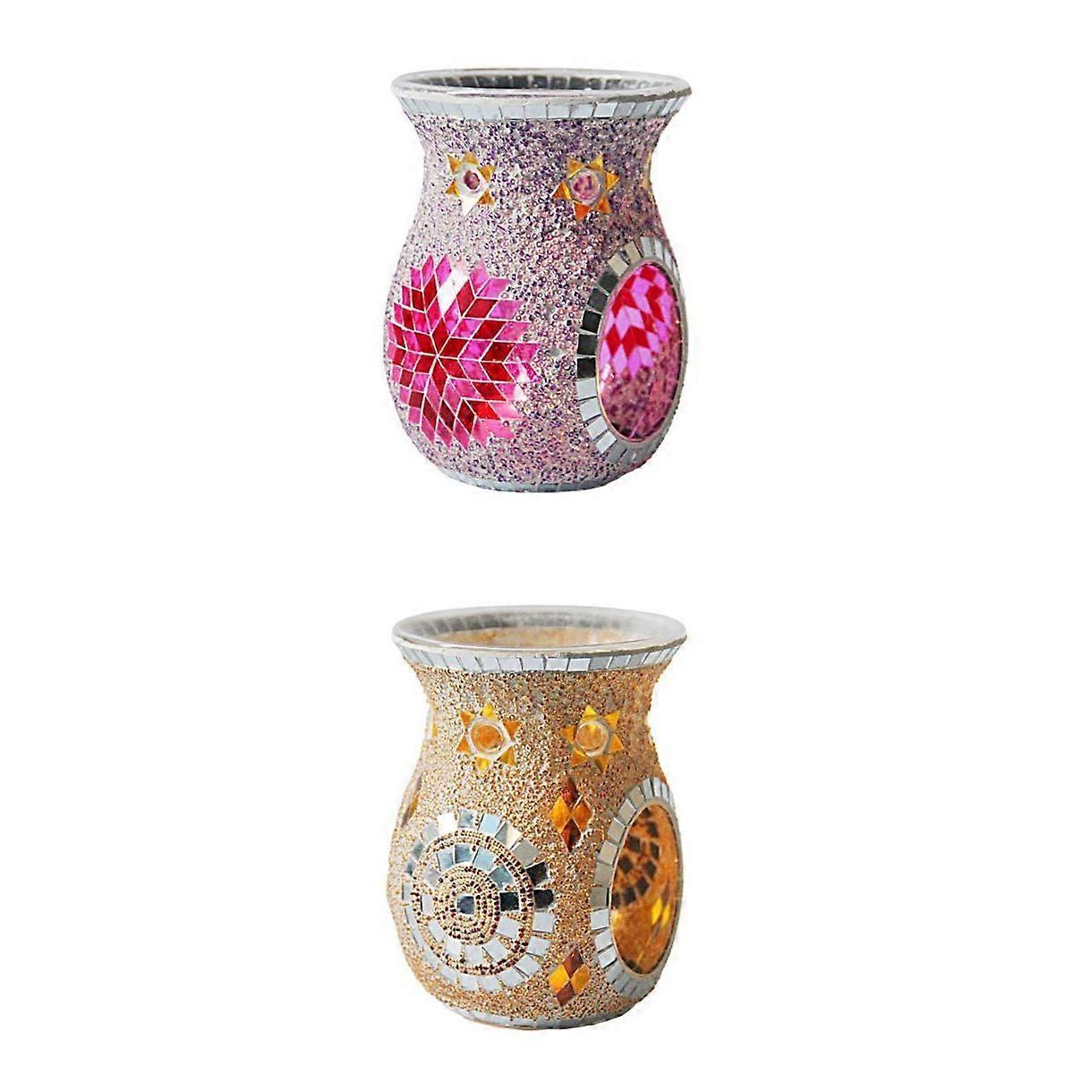 2pcs Mosaic Oil Tealight Candle Holders Diffuser