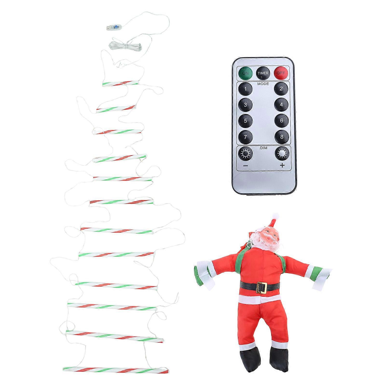 Santa LED Hanging Lights for Christmas Tree Hanging Ladder Light with Remote Control Stylish Ornament for Indoor White 3 Meters