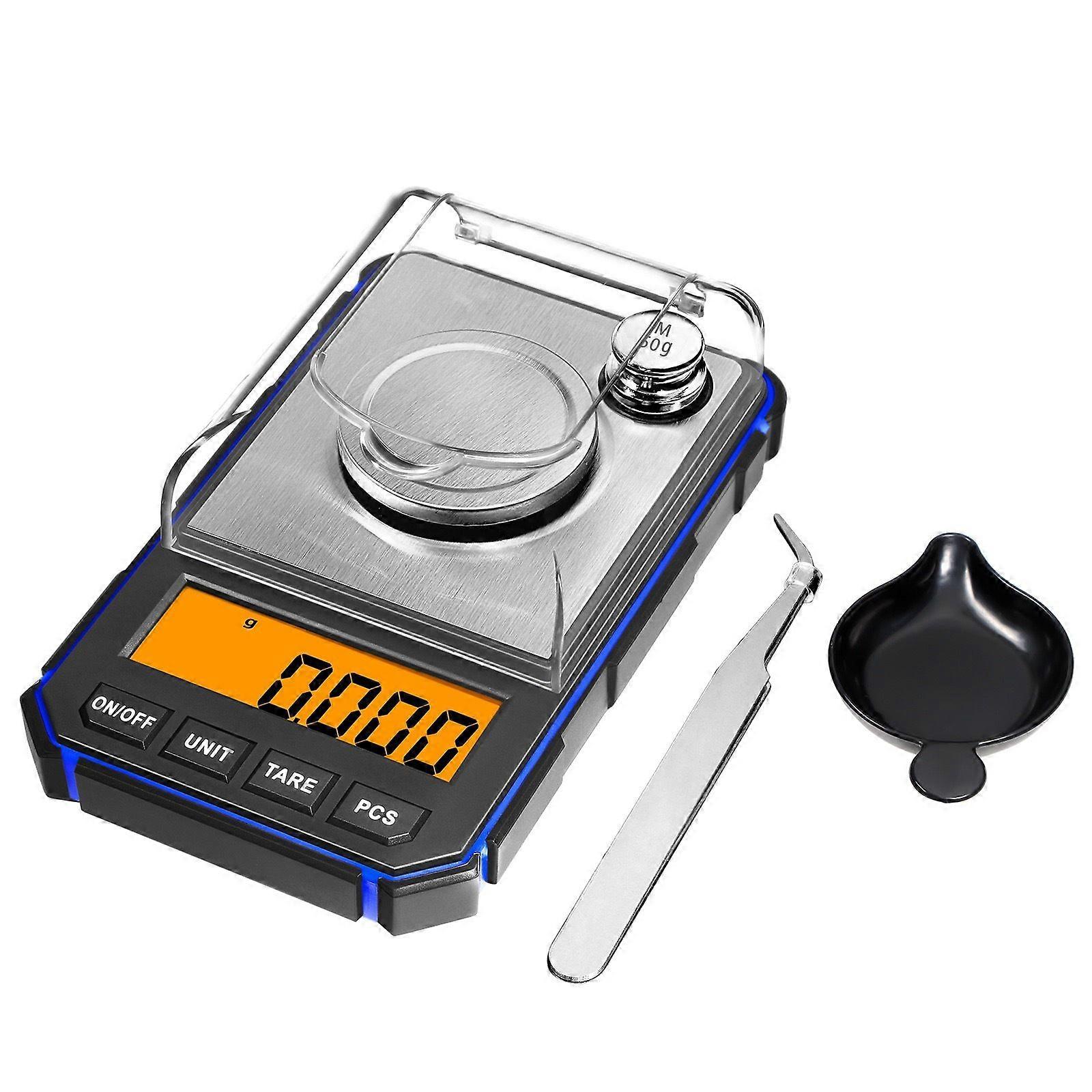 Scala fine 0,001G, Bilancia digitale in milligrammi 50G / 0,001G, Bilancia tascabile digitale con display LCD, Lab -HK25