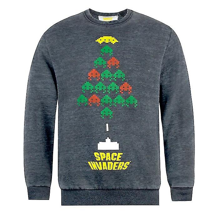 Space Invaders Unisex Adults Christmas Tree Burnout Sweatshirt