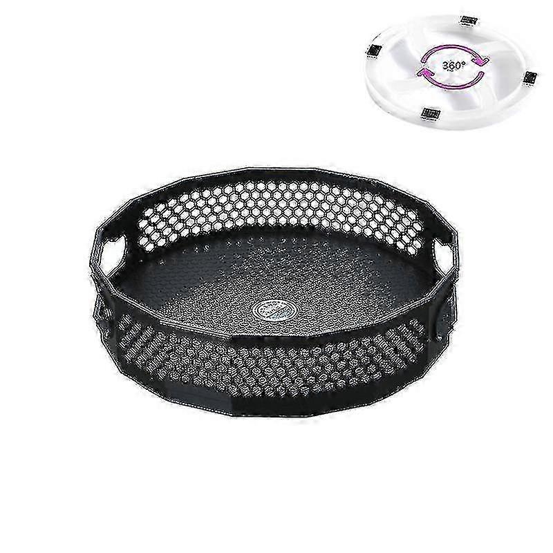 360° Rotatable Black Plastic Spice Rack - 22.5x6.5cm Kitchen Organizer