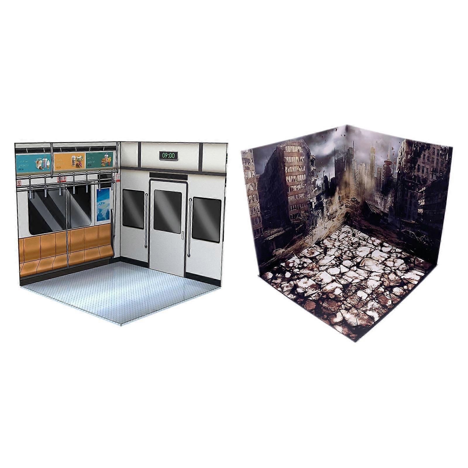 2Pack 1:12 Backdrop Scene Model Photo Board Display Simulation Background Board