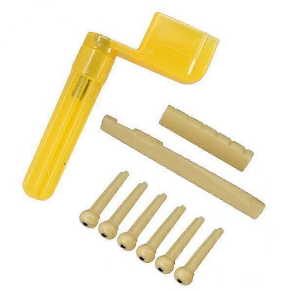2x Plastic String Winder Peg Puller with Beige Nut Saddle Bridge End Pins for