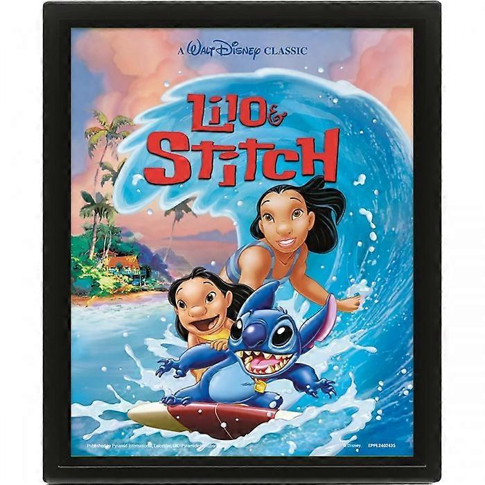 Lilo & Stitch 3D linsformad inramad affisch