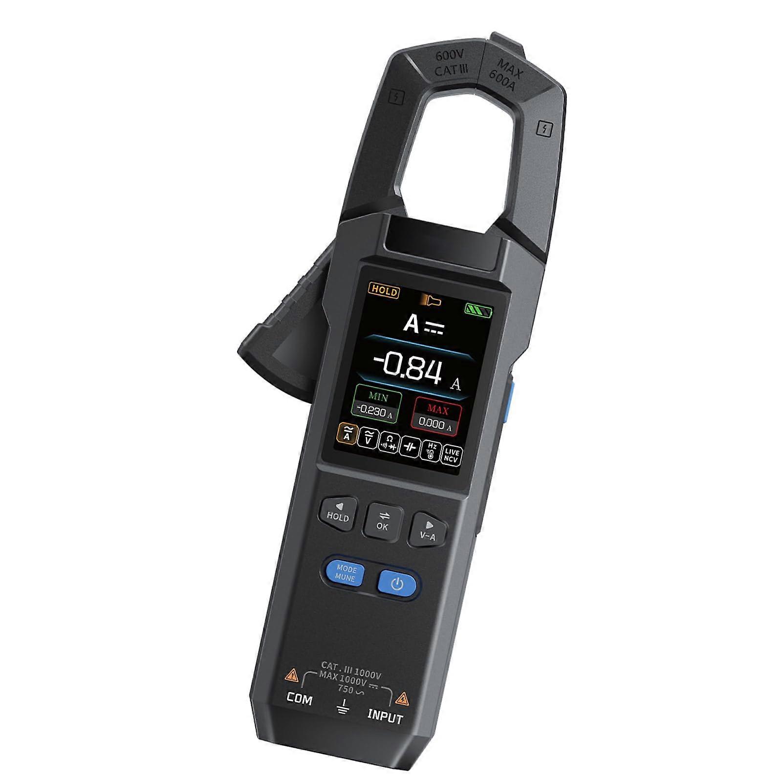Clamp Meter 600 A, 10,000-Count Digital Ammeter For Voltage Measurements