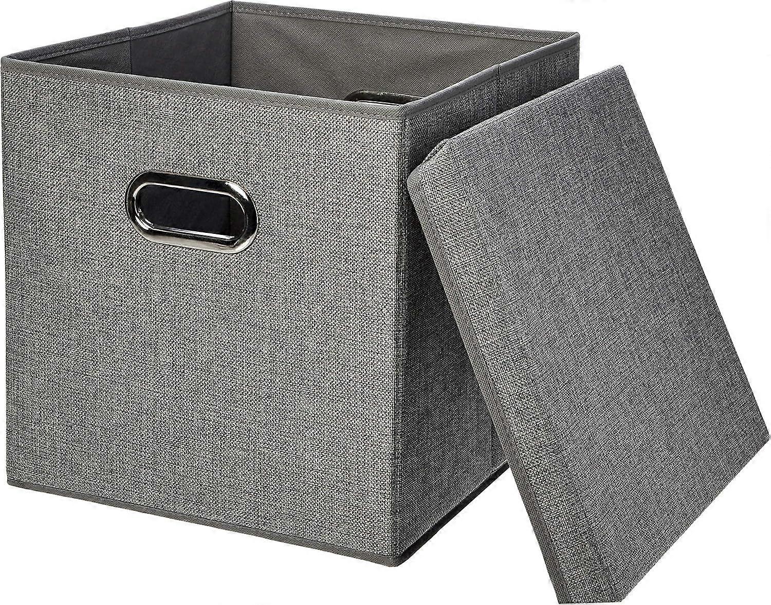2025 Latest Model  Foldable Burlap Cloth Cube Storage Bin with Lid, Stackable and Sturdy