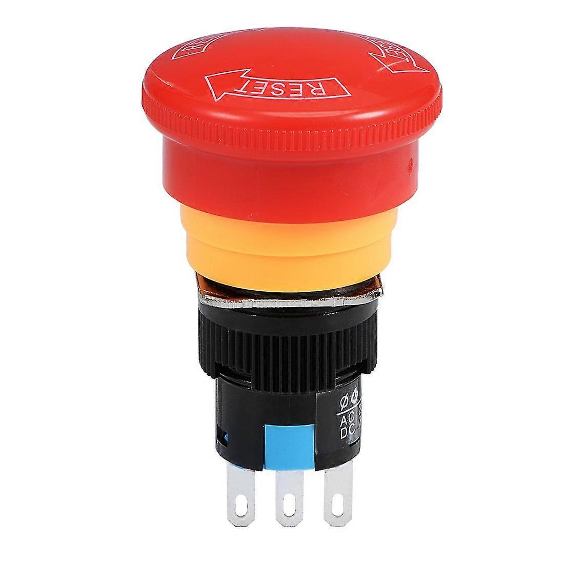Emergency Push Button Switch 16mm Mounting Hole Red Lock NO NC for Industrial Control Systems