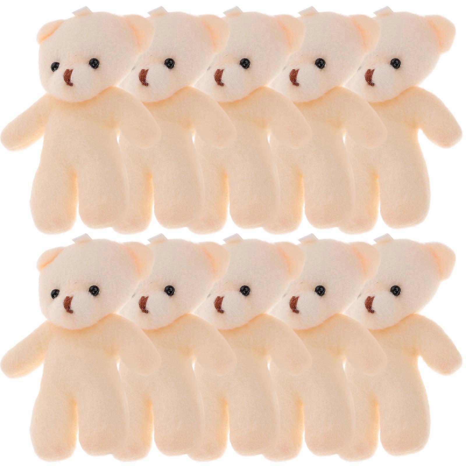 Tiny Bear Doll Plush Mini Bear Brooches DIY Craft for Kids 10Pcs
