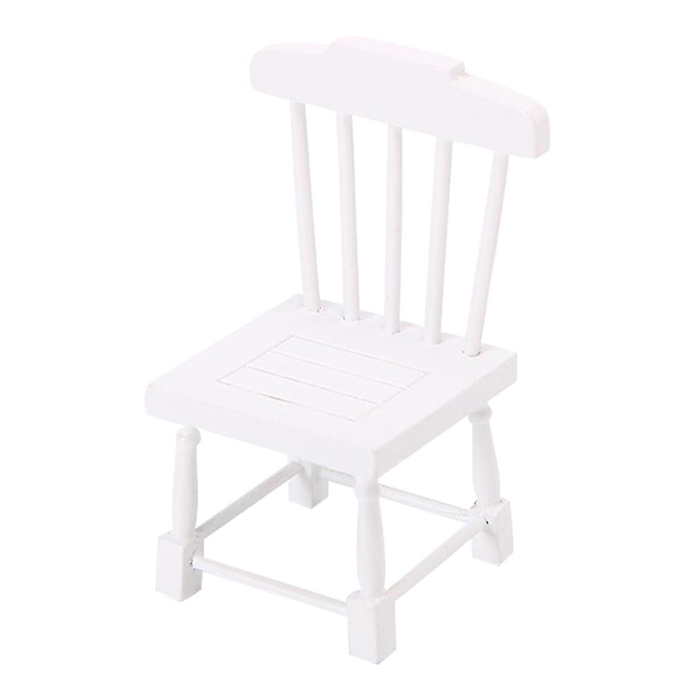 White Mini Wooden Chair Decor for Dollhouse Made of Synthetic Material 1:12 Scale