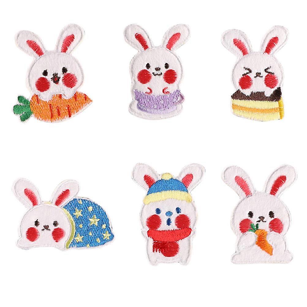 Embroidery Patches Cute Rabbit Patches Assorted Color 5.7X5CM Repairing 6Pcs