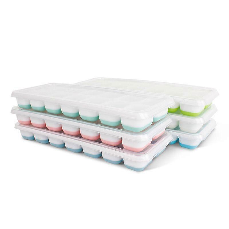 2-Pack - Ice Cubes - Ice Cube Box/Ice Tray with Lid - 14 Squares with Lid Single Pack Blue