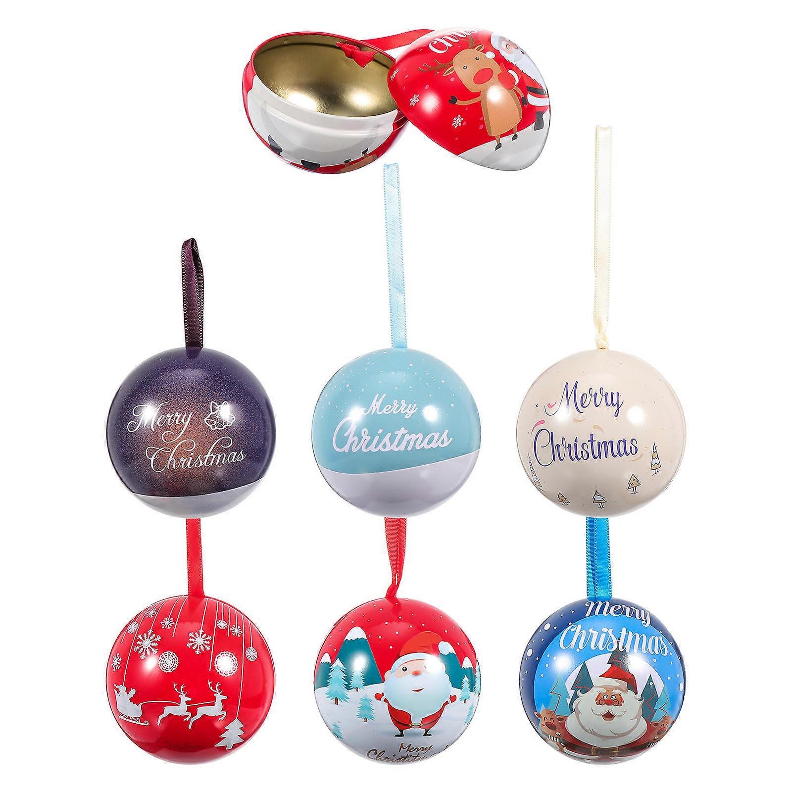 Christmas Themed Design Tinplate present Wrapping Box For Holiday Cookie Tins Storage Holder 6.50X6.50X6.50CM Dust-Proof 7Pcs