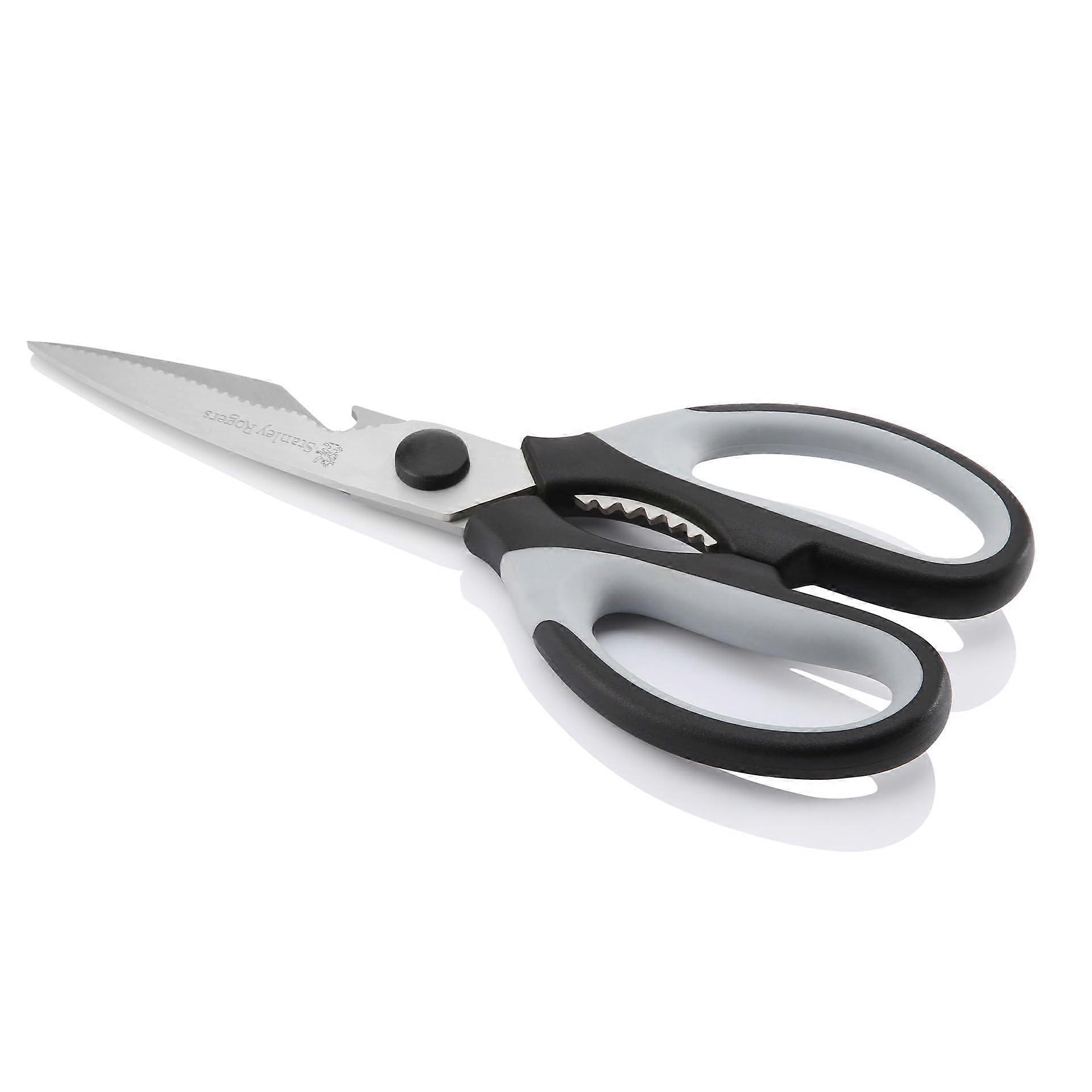 Universal Scissors - Ergonomic Soft Touch Handle, Multi-Function with Bottle Opener and Screw Cap Opener, Precise Cutting