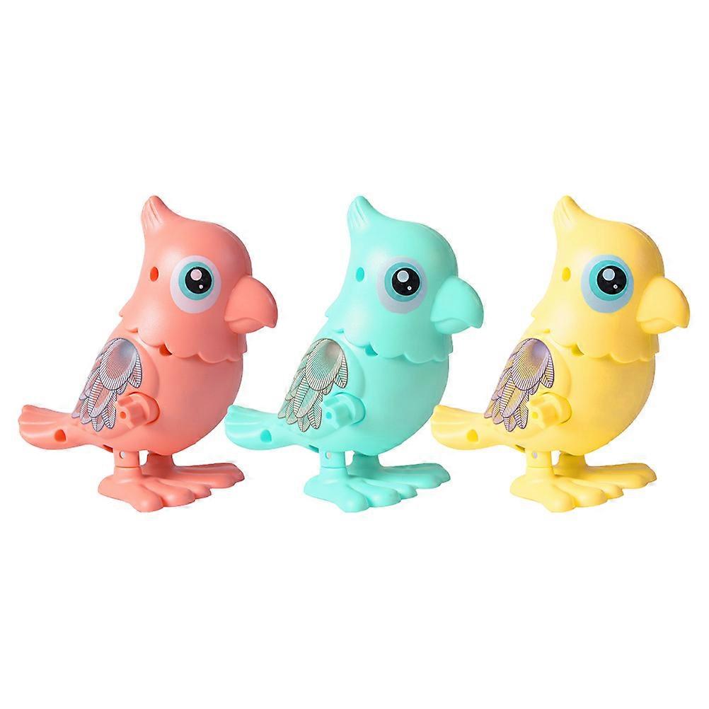 3pcs Wind Up Chicken Toy Fun Clockwork Parrot Playtime Lightweight Safe Party Favor Boys Assorted Colors