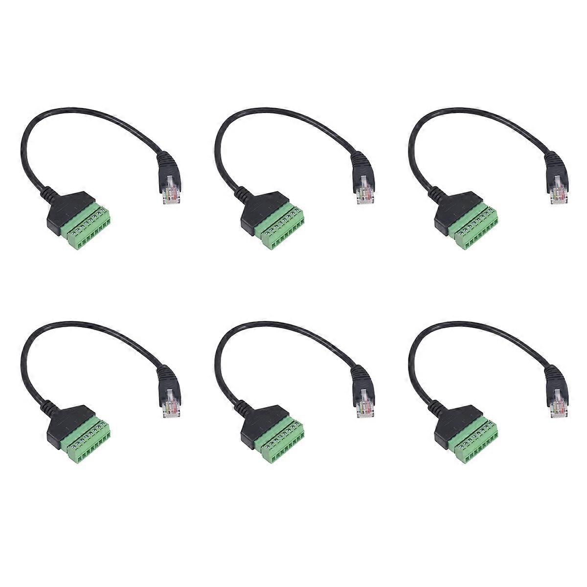 6X RJ45 Screw Terminal Connector Cable RJ45 Male to 8 Pin Extension Cable Lead for Cat5/6/7 Ethernet