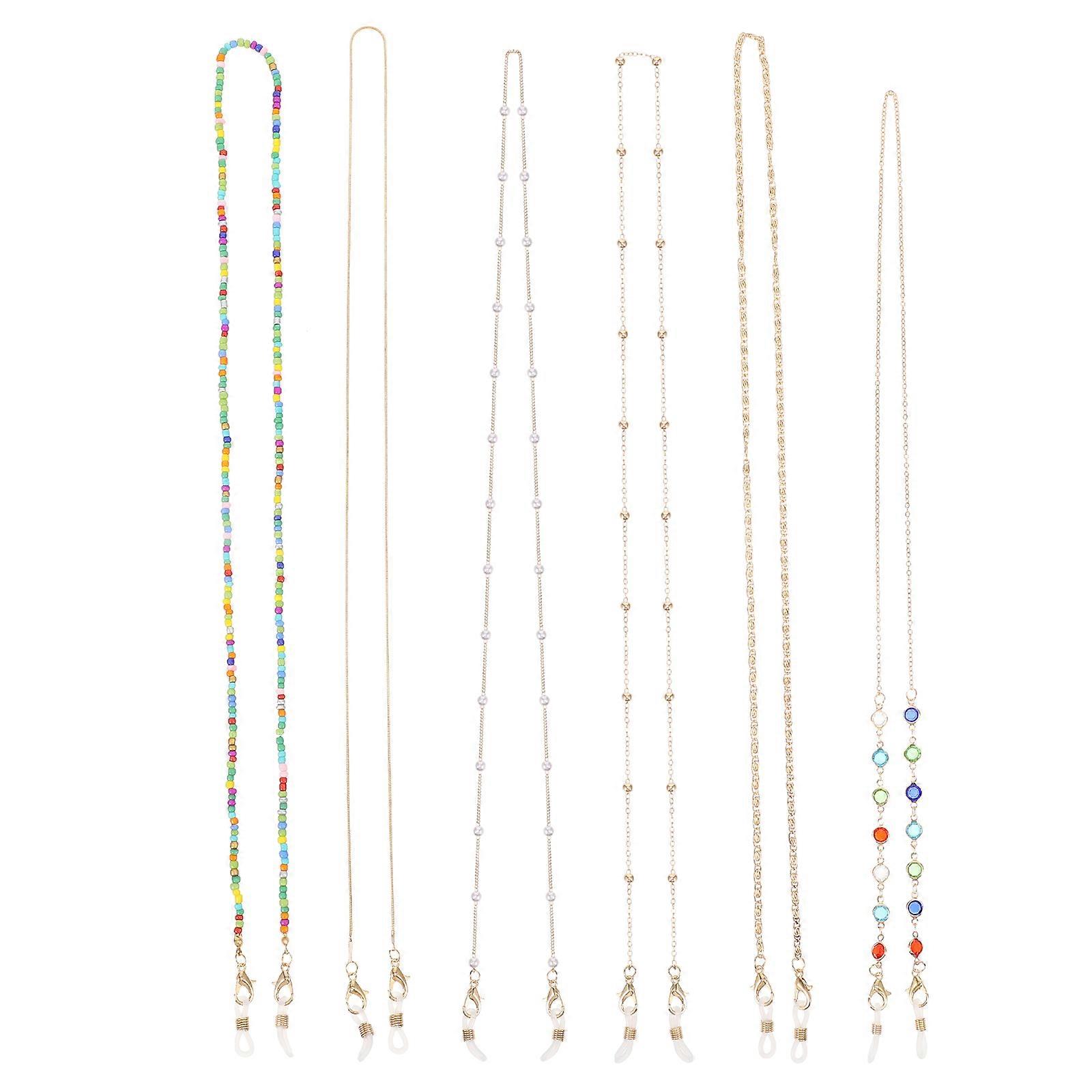 Hanging Glasses Chain Sunglasses Chain For Women Decorative For Running Glass Beads 6Pcs