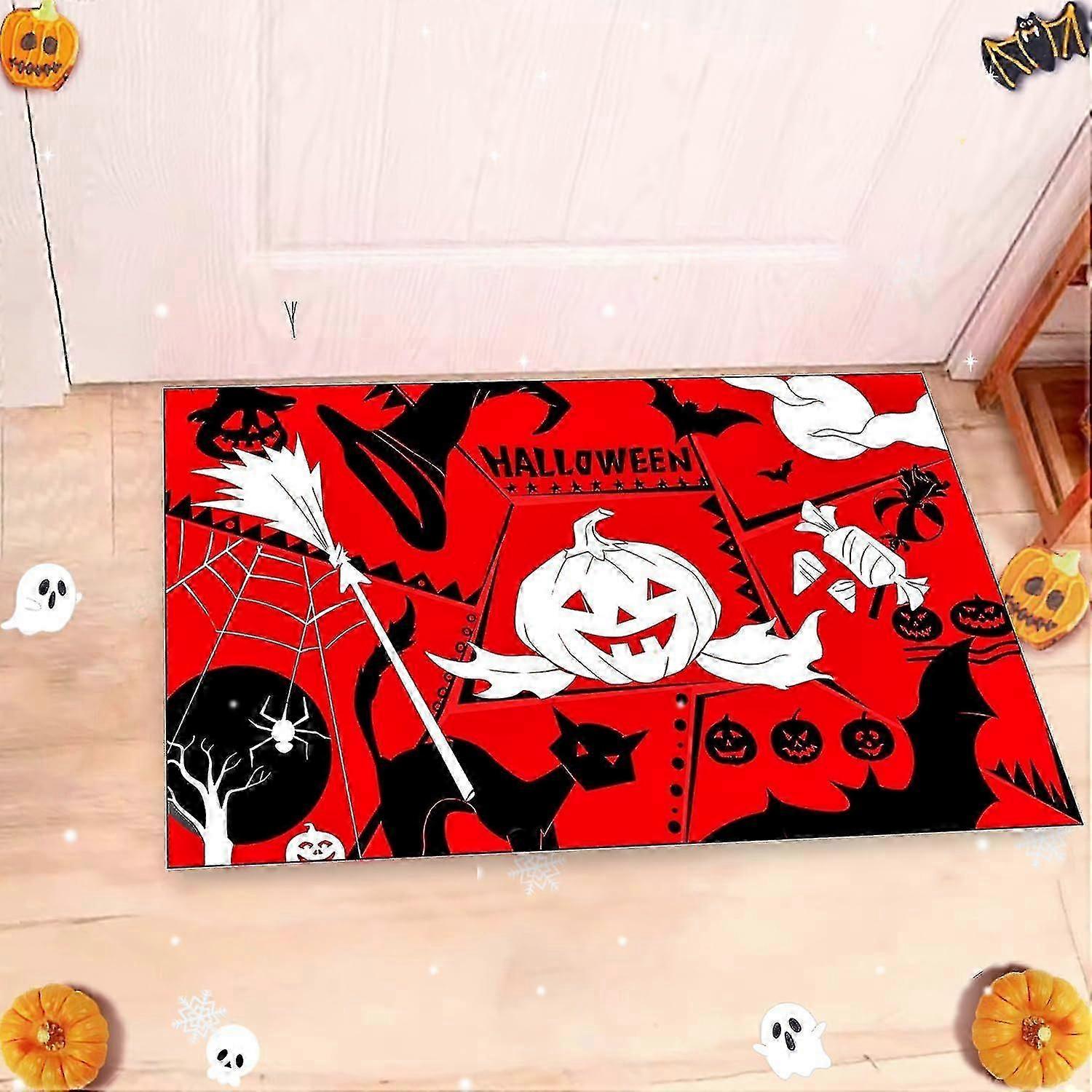 هالوين اليقطين ممسحة الديكور ، 1.6 × 2.6 قدم سقوط في الهواء الطلق الباب الأمامي حصيرة زخرفية لسجادة الباب ذات الطبقات سجادة قابلة للغسل للشرفة