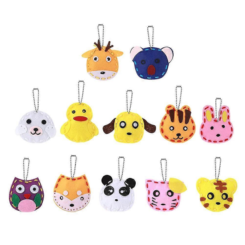 12 Pcs DIY Animal Shape Pendant Kit for Handmade Crafts, Schoolbag Decoration & Creative Fun – Non Woven Material Included