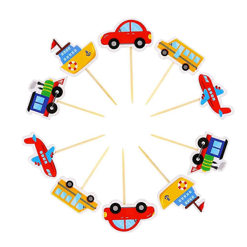 Transportation Design Cake Toppers Assorted Color 12*5cm Photo Prop for Dance Party 30Pcs