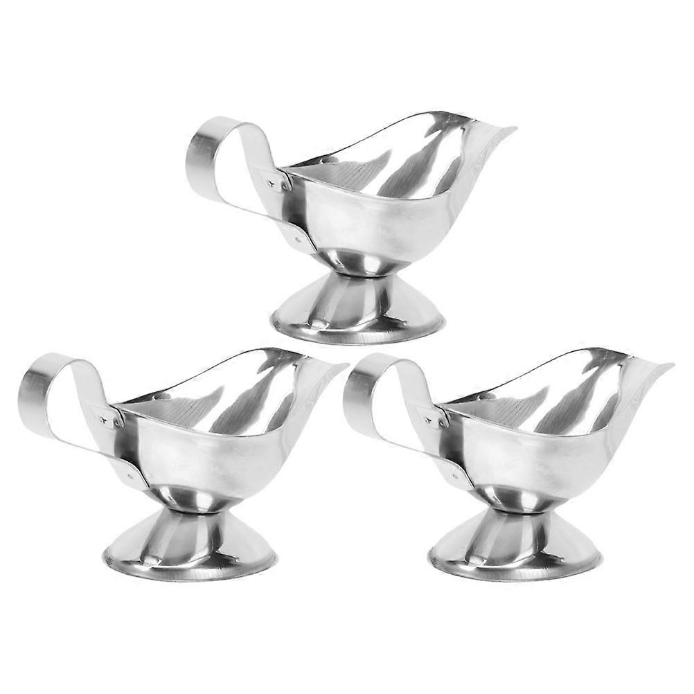 Sauce Pitcher Gravy Boat Dining Table Silver 3oz Condiment Holder 3Pcs