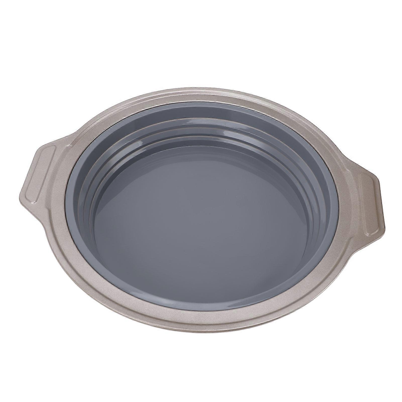 Silicone Round Cake Pan Foldable Quick Release for Layer Cake, Cheesecake, Chiffon Cake, Gray