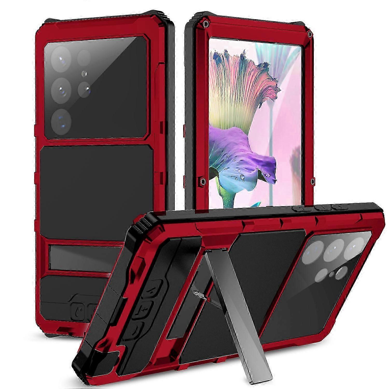 Heavy Duty Metal Military Grade Phone Case For Samsung Galaxy S24 Ultra Built-in Screen Lens Protection