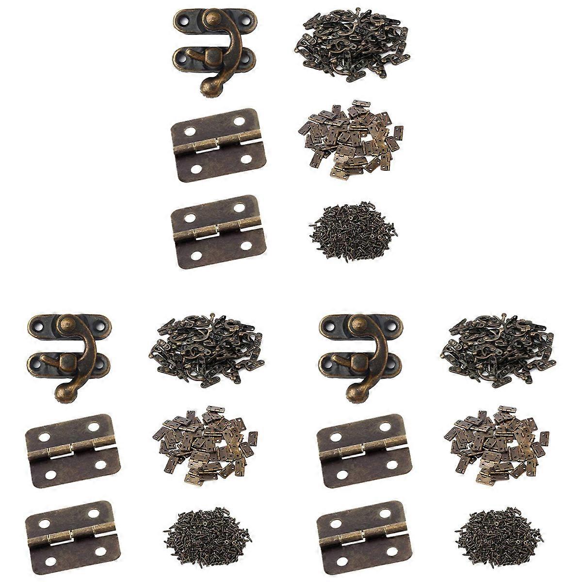 Small Box Hinges Bronze Right Latch Hook Hasp with Hinges and Screws