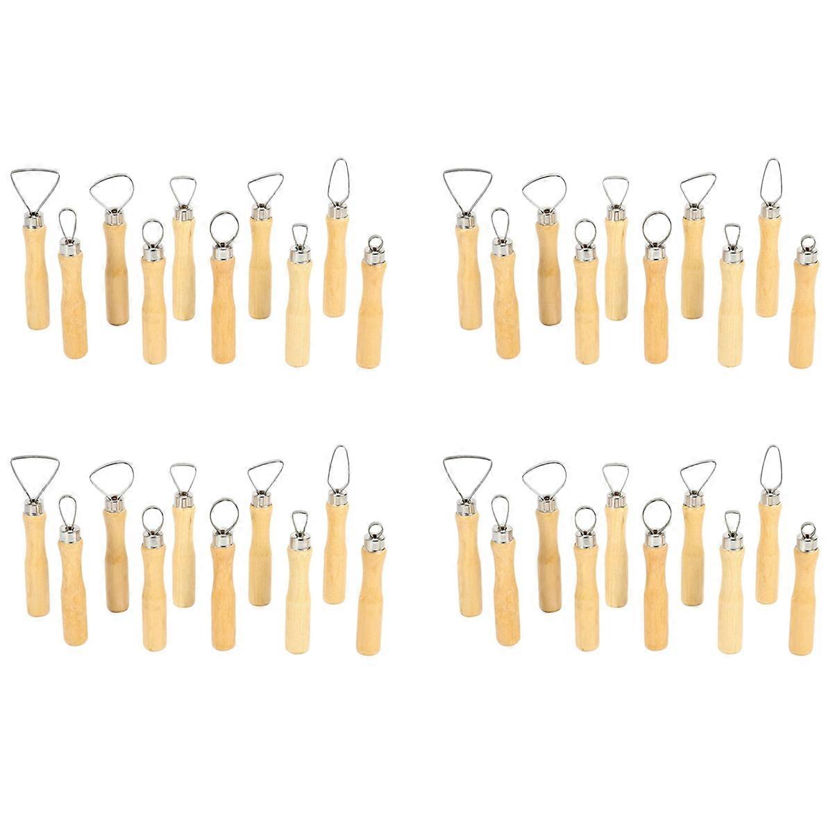 Metal + wood Thick Handle Pottery Sculpting Tool Set Pack of 10