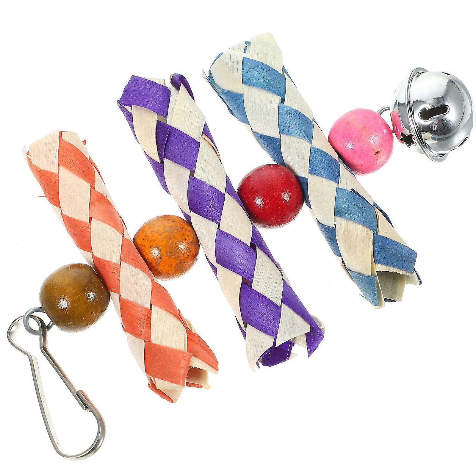 Chewing Hanging Toy Parrot Cage Accessory Multi-Colored 7.5x2.3x16.5cm Prevents Boredom 1 Set