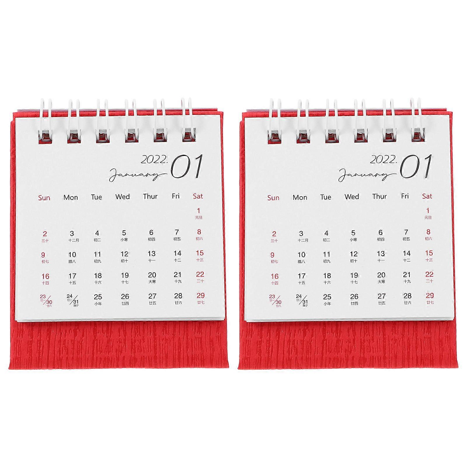 Home Table Calendar Simple Mini Desk Calendars Decorative Adornment .8X6.2CM Planning Tool 2Pcs