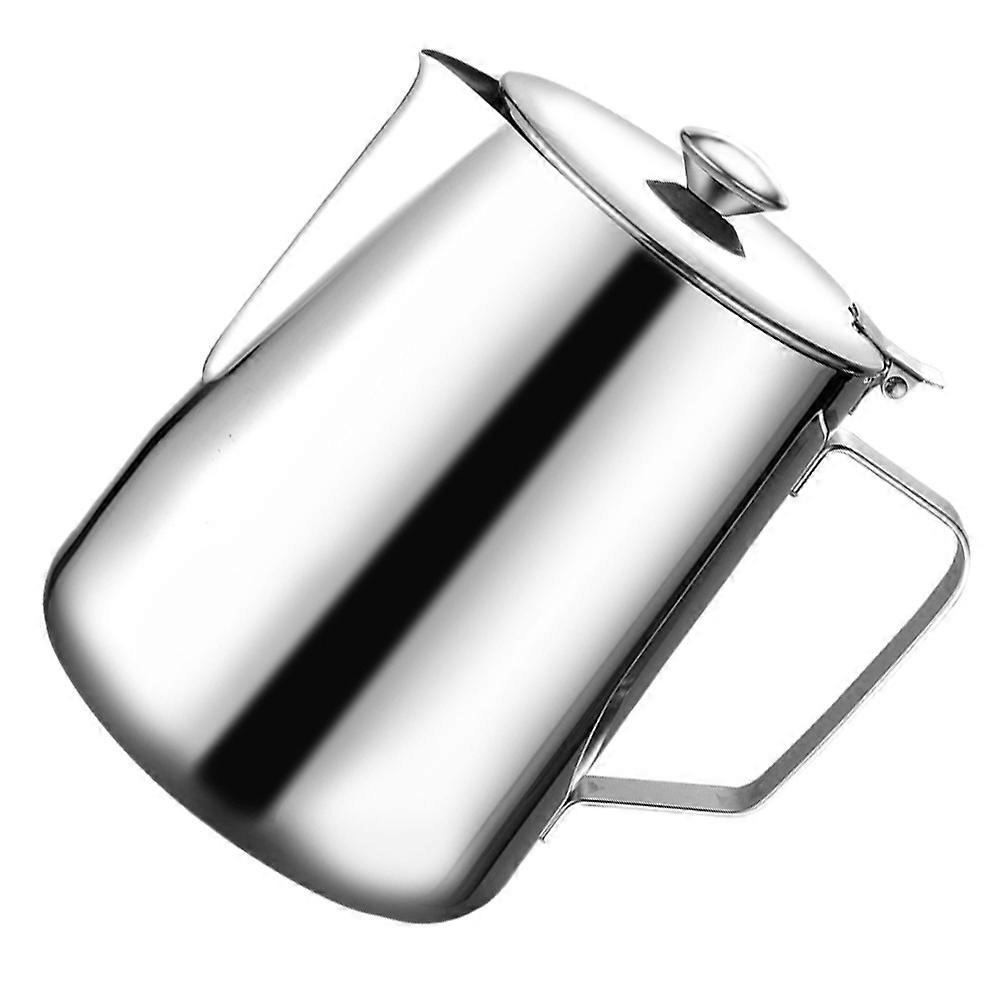 Milk Coffee Cup Stainless Garland Cup for Coffee Preparation Silver 600ml Easy to Pour 1Set