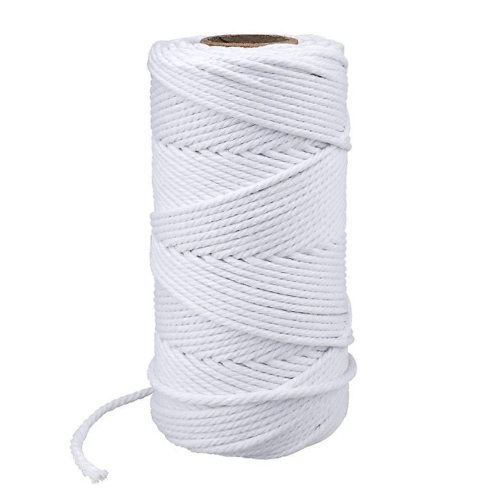 4 mm White Cotton Cord, 100 m Craft String for DIY Projects, Baking, Cooking, and Christmas Decorations