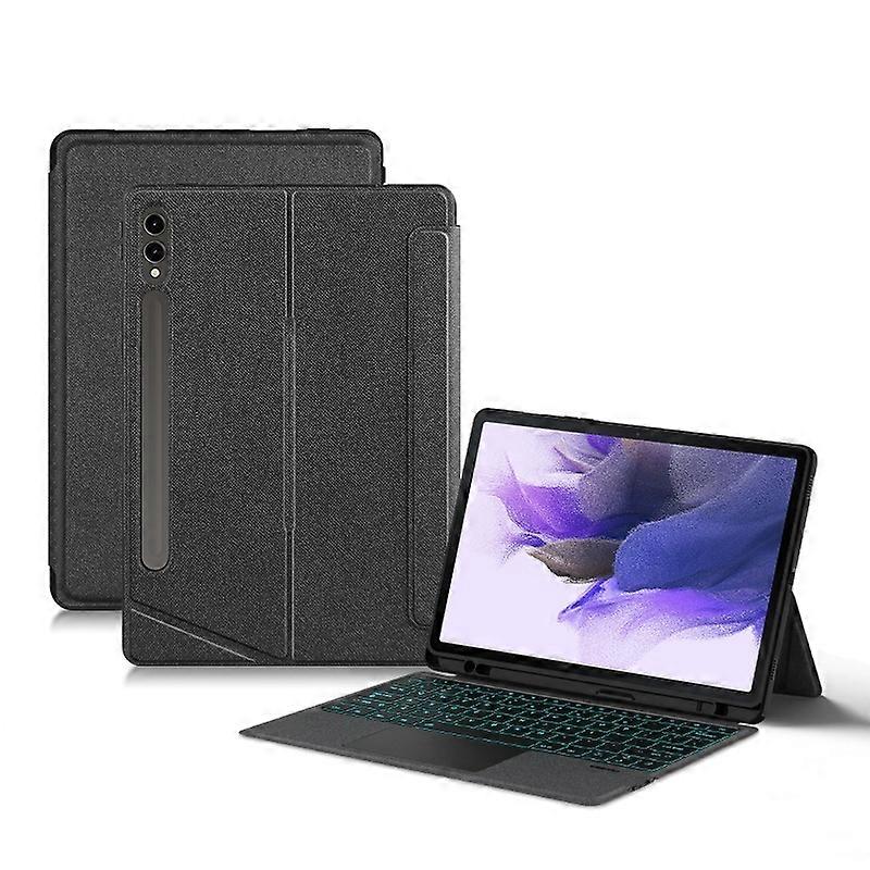For Samsung Galaxy Tab S10+/S9+ Leather Case+Bluetooth-Compatible Keyboard with Backlight Trackpad