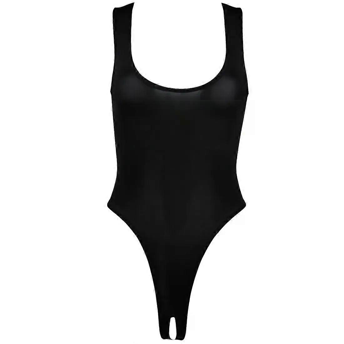 Kvinnor Sexig Öppen gren Body Underkläder Nattkläder Ärmlös Slät Elastisk Hög Cut Trikot Badkläder Baddräkt Underkläder
