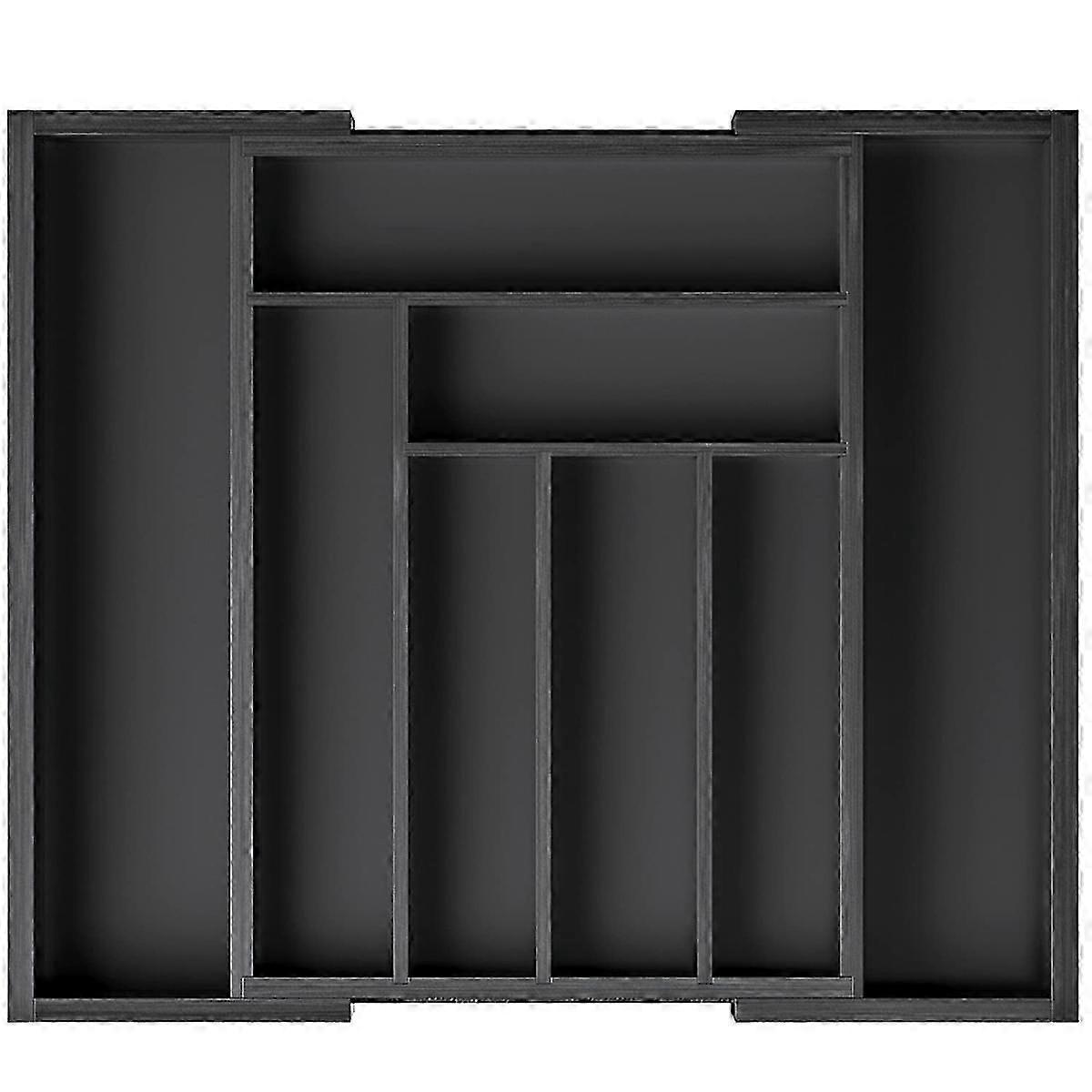 Expandable Bamboo Drawer Organizer. Adjustable Kitchen Appliance Bracket and Tableware Tray