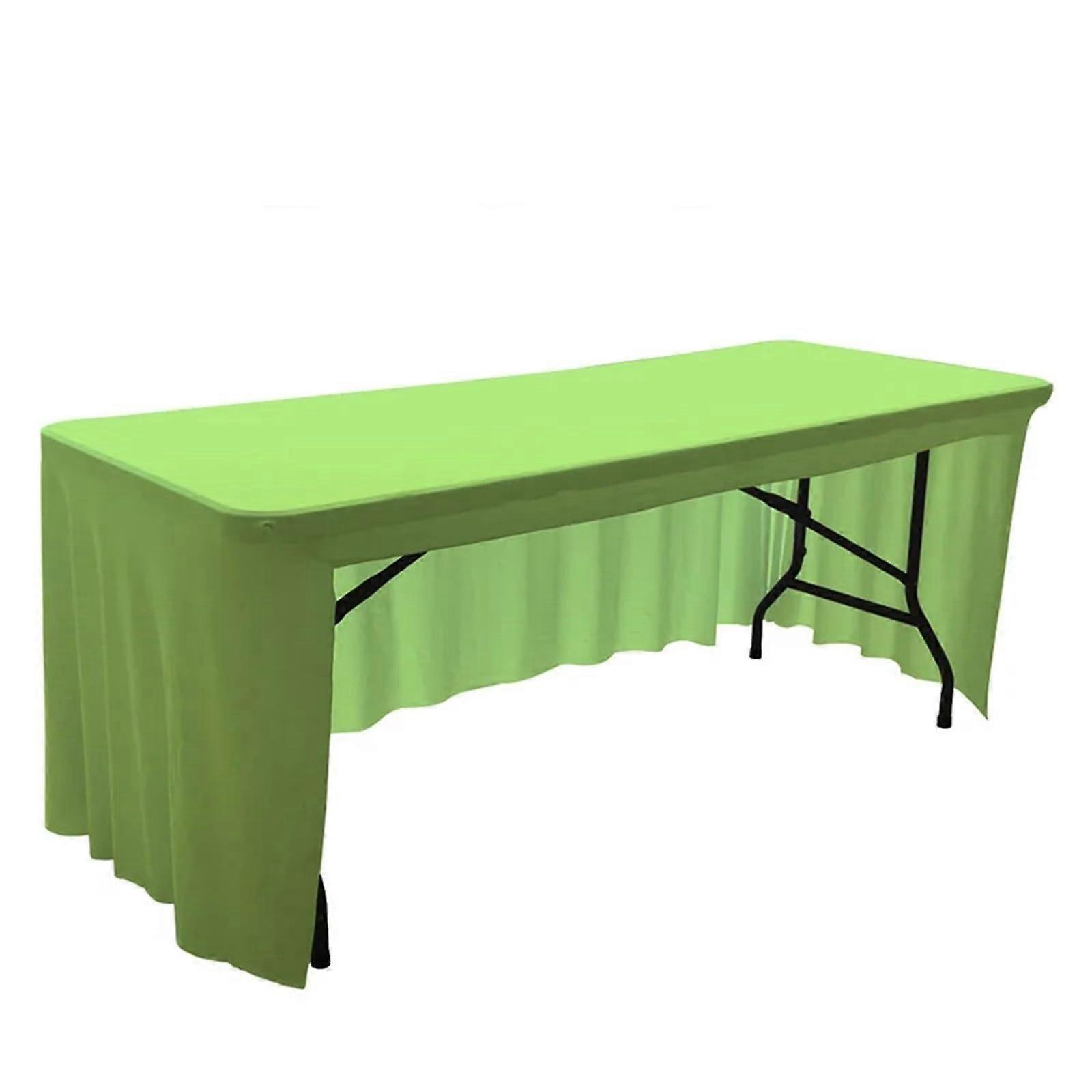 Table Apron, Table Skirt, Spandex Stretch Tablecloth, 1.83 m, 2.44 m, White Table Skirt (Green02)