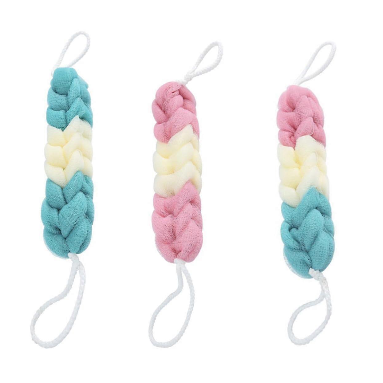 3 Pieces Long Bath Towels Shower Scrub for Body Care Random Colours and Practical for Daily Use