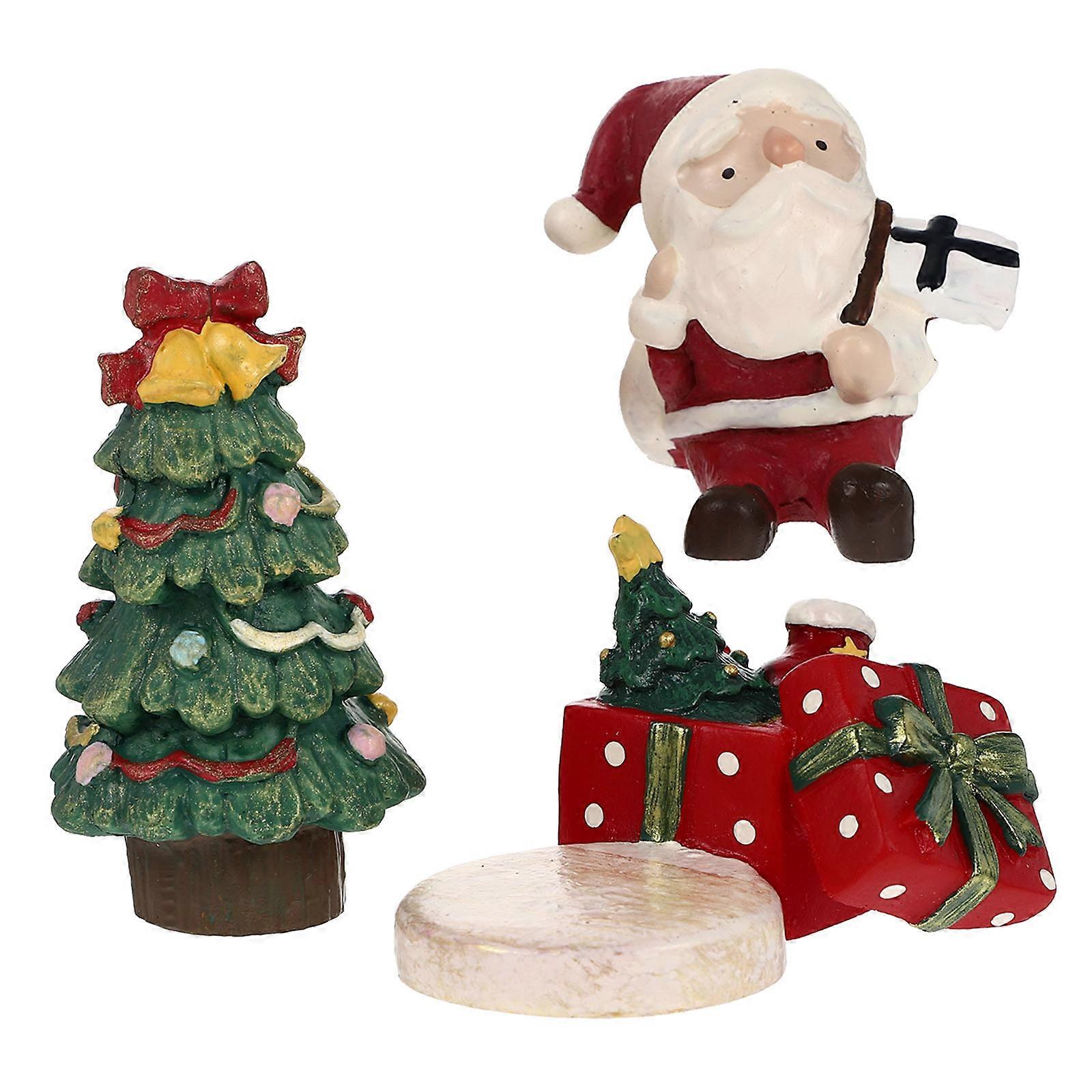 Holiday Decorations Resin Figurines Festive Atmosphere Creation Desktop Ornament 3Pcs