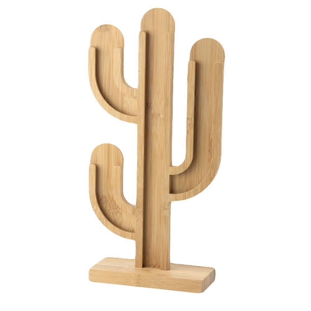 Khaki Cactus Shaped Coffee Pod Holder Organizer Composite Material for Decor 4.5 Inches Tall