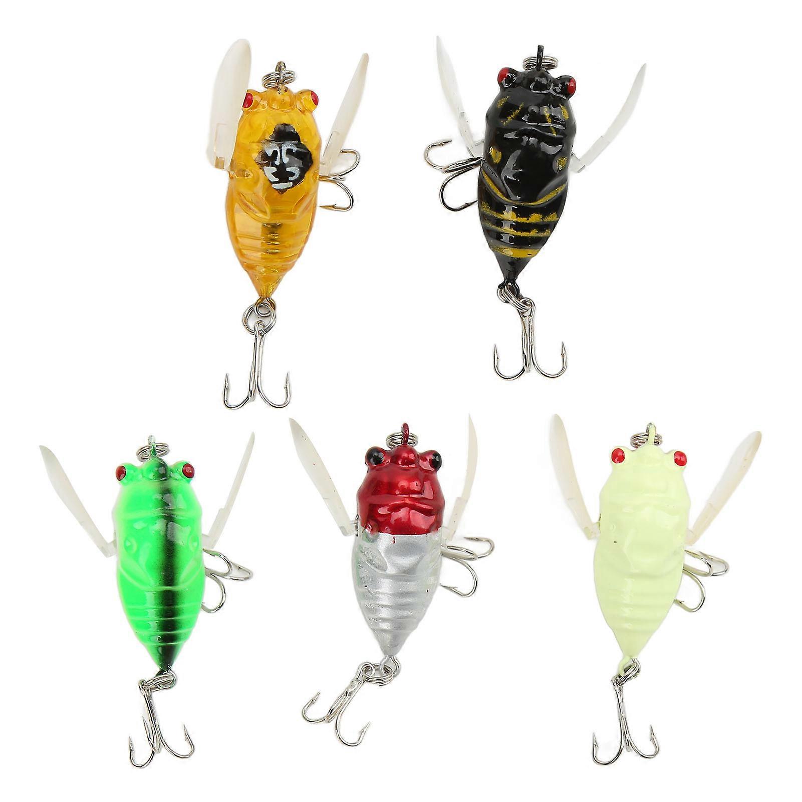 5 stk kunstig fisk lokke naturtro simulere Cicada form fiskeagn for utendørs fiske