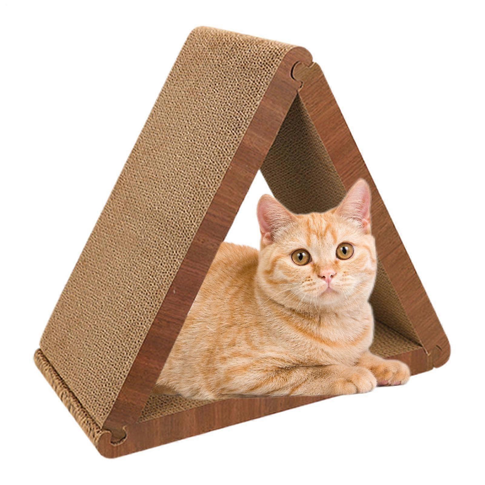 Cat Scratch Angled Triangular Scratcher With Removable Toy For Pets Indoor Outdoor Use Bedroom Living Room Yard