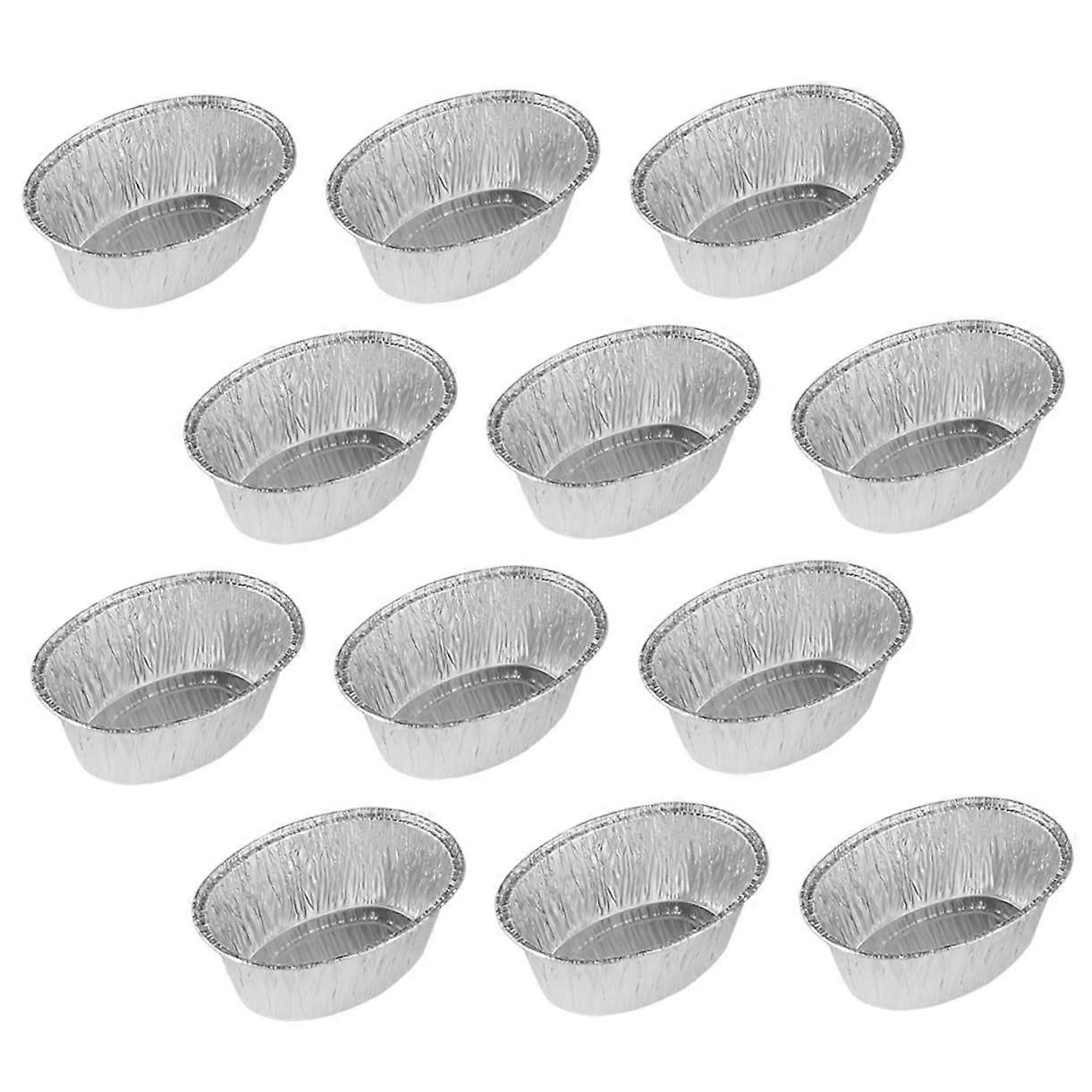 125 pieces ovalshaped tin foil grill and baking pans, temperature resistant for serving and transporting food at home, camping, and picnics.